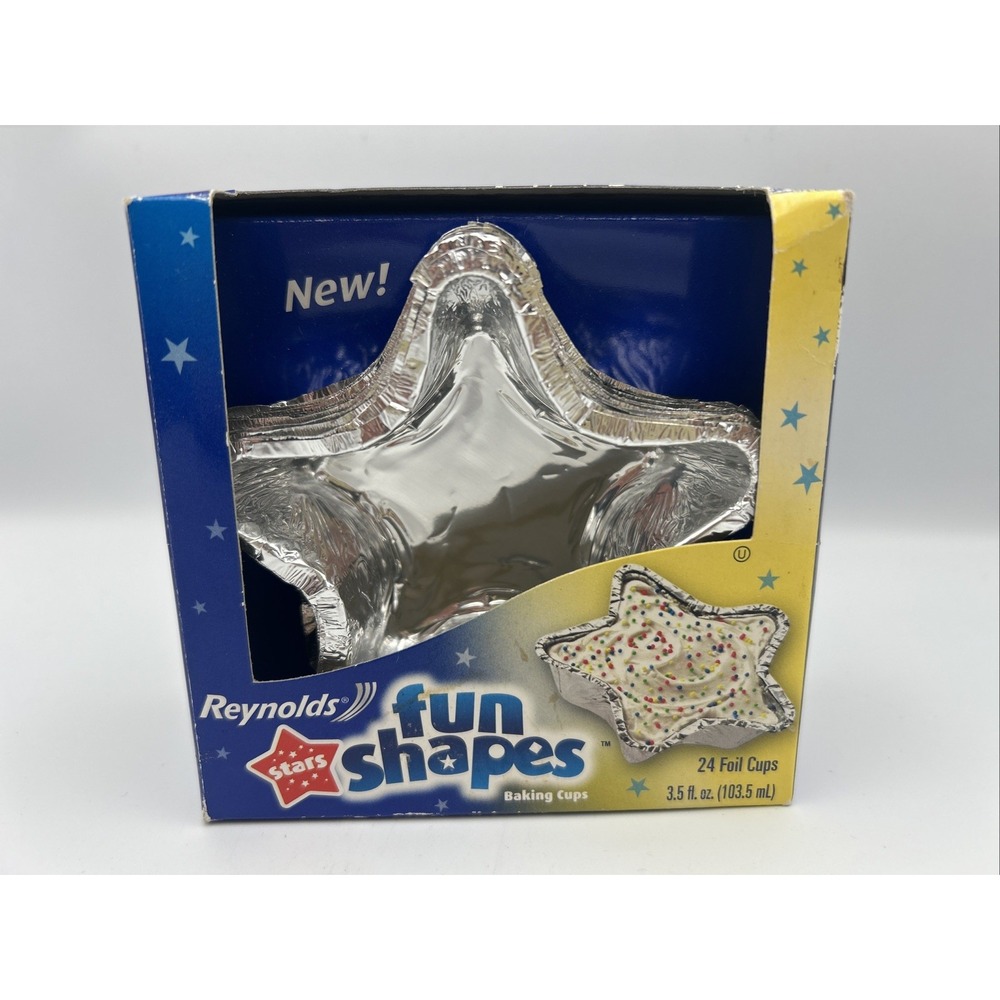 Foil Baking Cups Mini Pie Cake Jello Stars Fun Shapes 24 Reynolds Aluminum Y2K